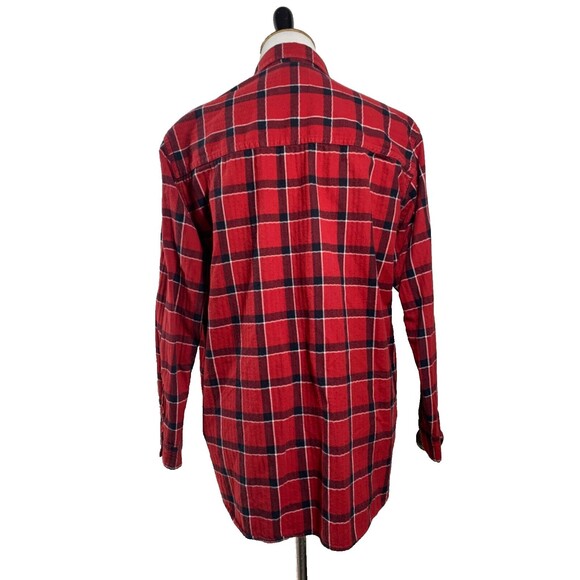 Abercrombie & Fitch Flannel Button Down Shirt Women L Red Tartan Plaid Boyfriend - Picture 3 of 10